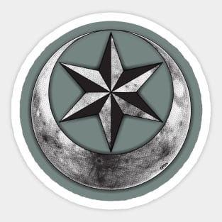 Moon Star - Black & White Sticker